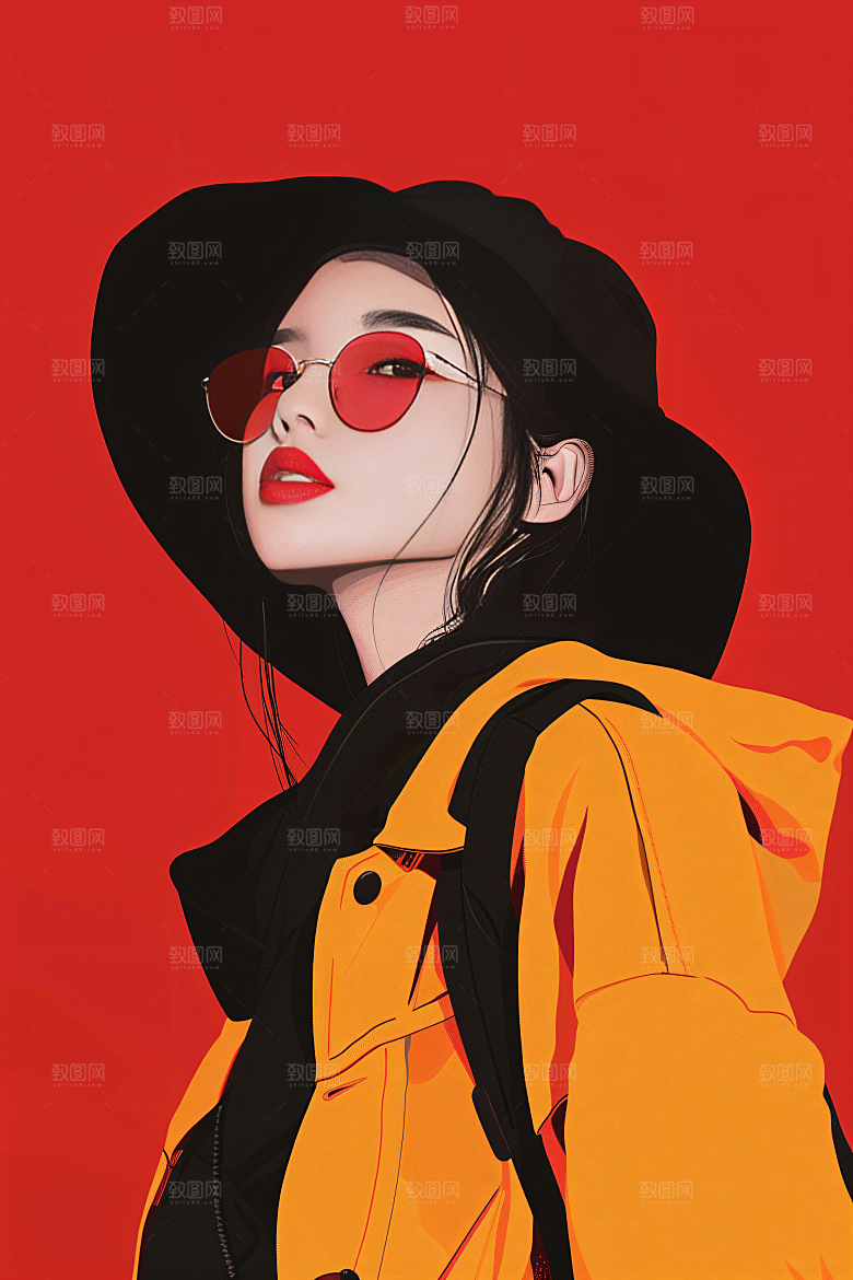 彩色潮流人物扁平风鲜明插画