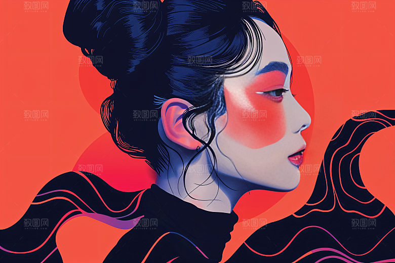 彩色潮流人物扁平风鲜明插画