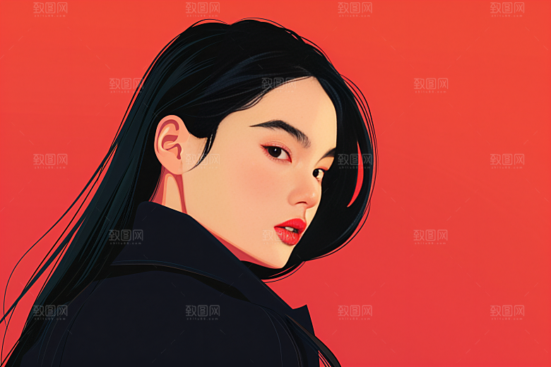 彩色潮流人物时尚平面插画
