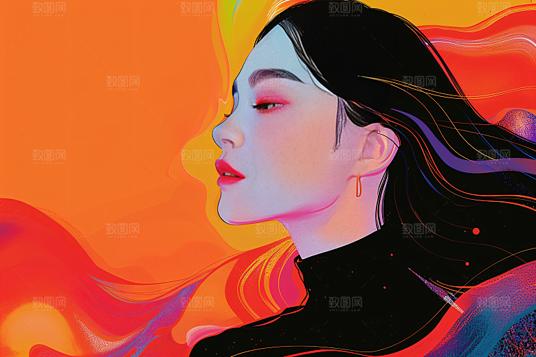 彩色潮流人物时尚高清插画