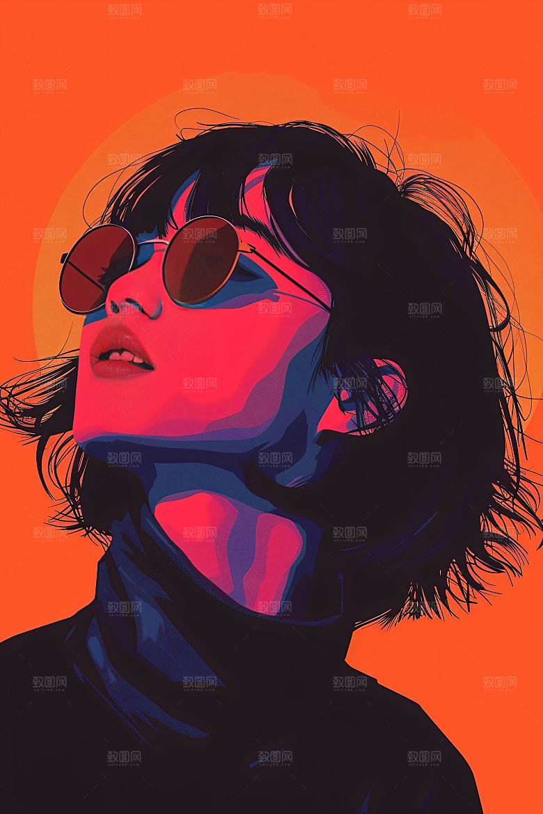 彩色潮流人物扁平风撞色插画