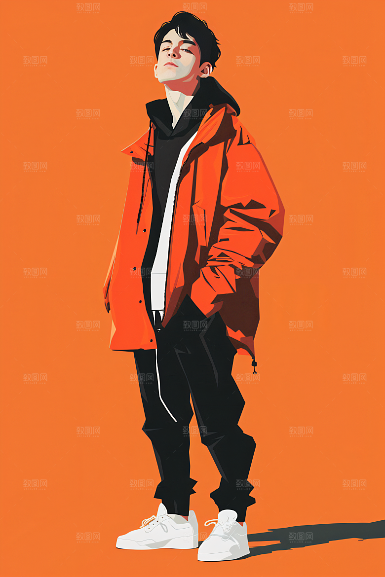 彩色潮流人物涂鸦时尚插画
