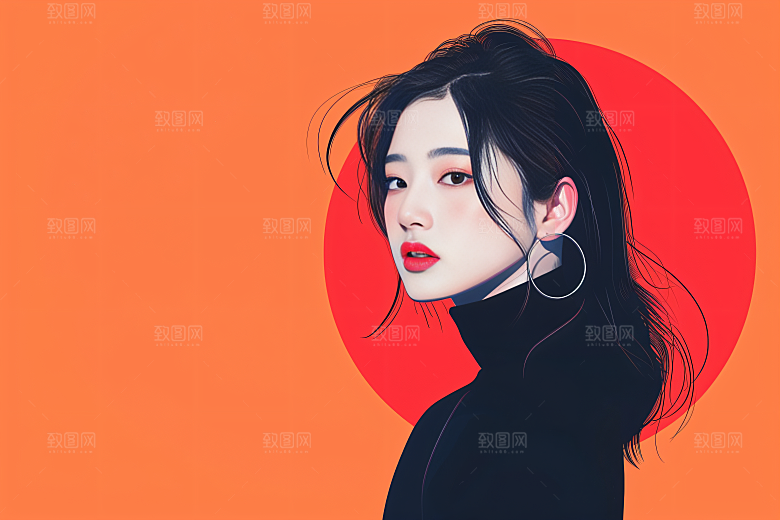 彩色潮流人物鲜明扁平风插画