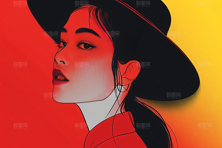彩色潮流人物扁平风鲜明插画
