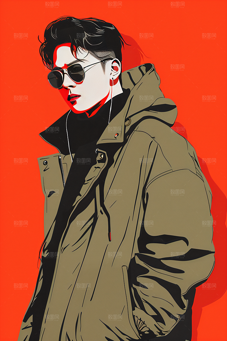 彩色潮流人物涂鸦高清插画