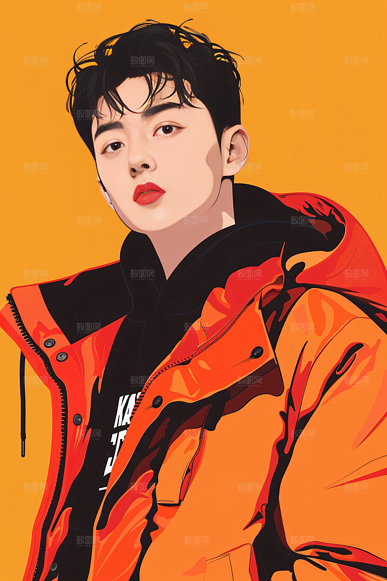 彩色潮流人物平面高清插画