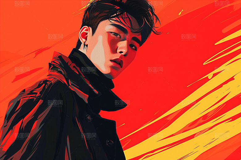 彩色潮流人物鲜明涂鸦插画
