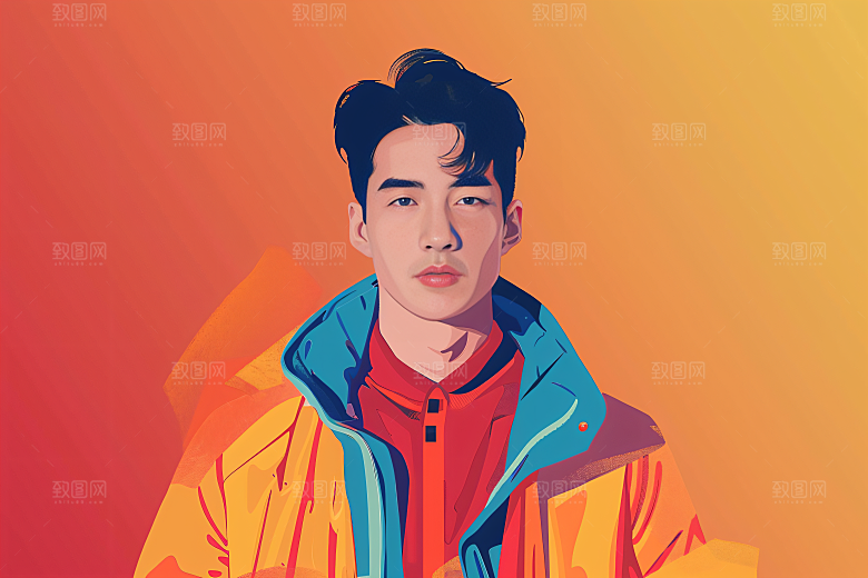 彩色潮流人物涂鸦扁平风插画