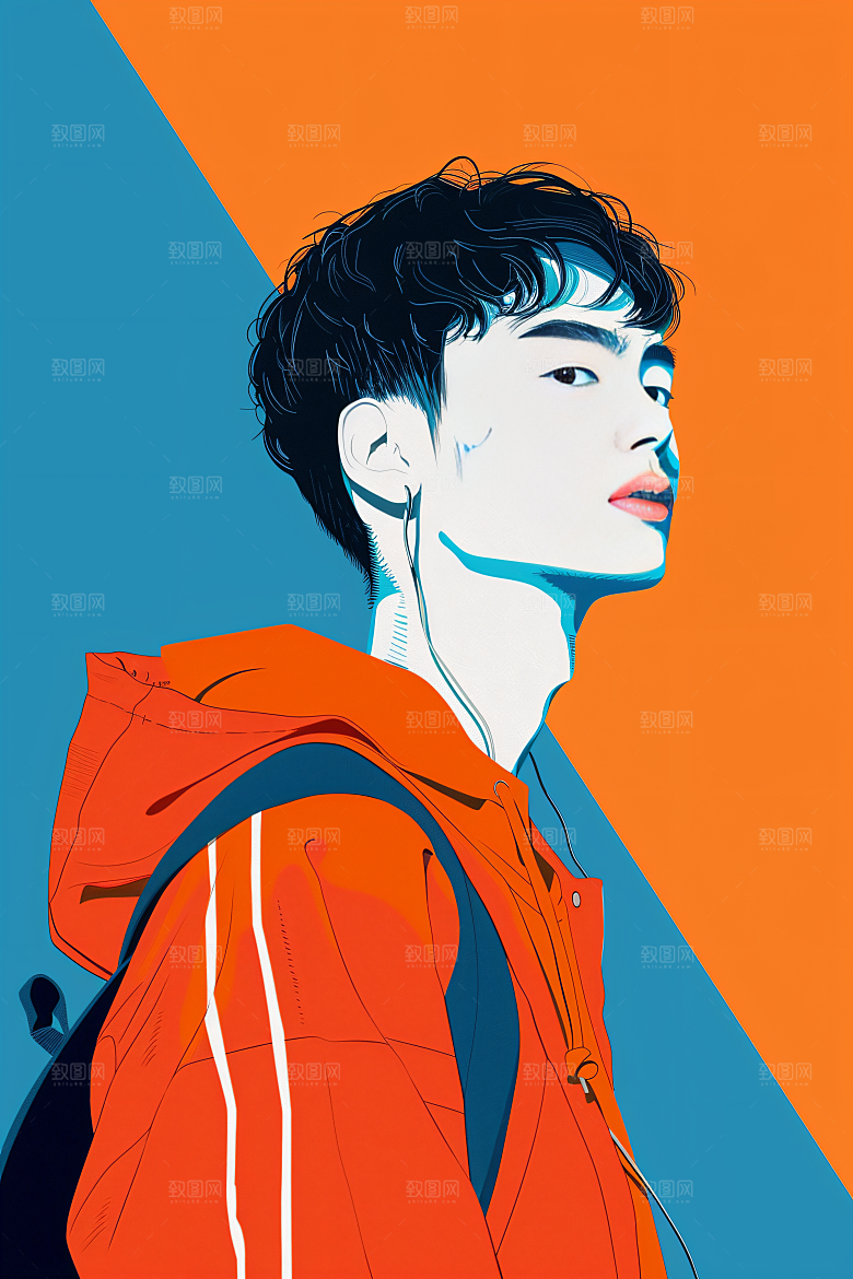 彩色潮流人物高清平面插画