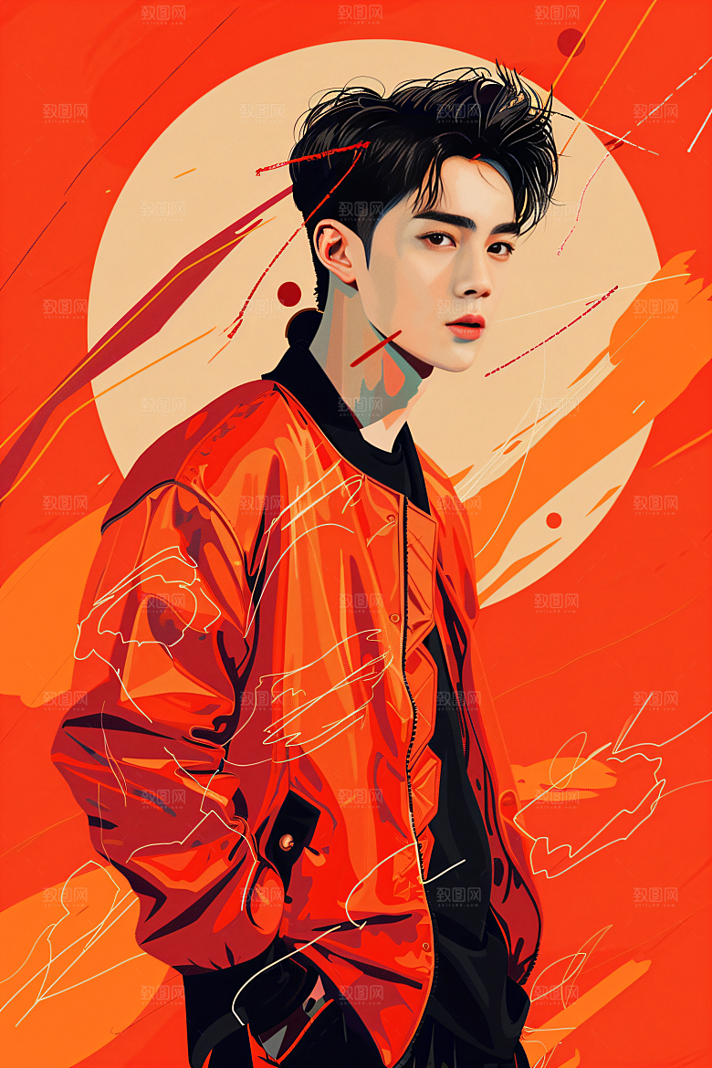 彩色潮流人物时尚平面插画
