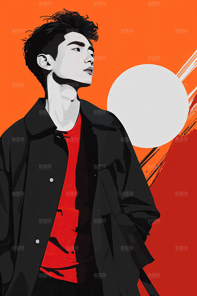 彩色潮流人物扁平风涂鸦插画