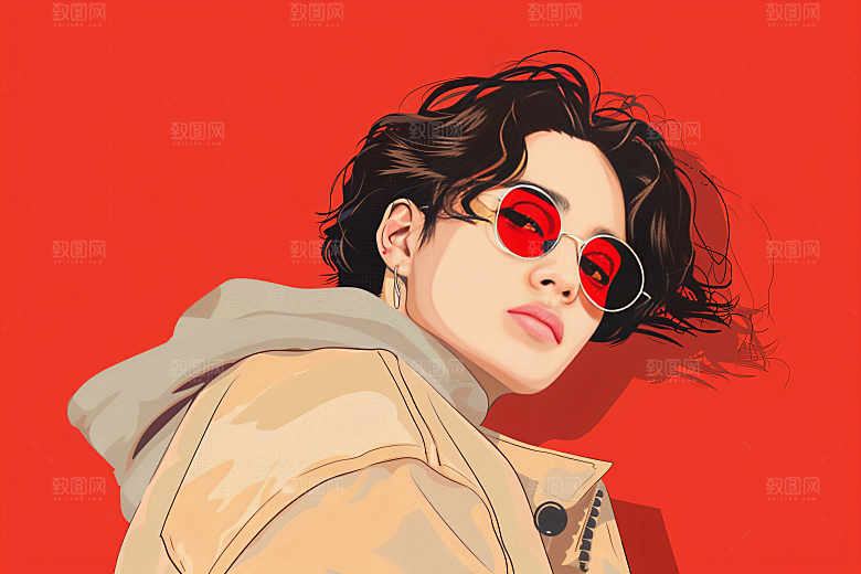 彩色潮流人物涂鸦高清插画