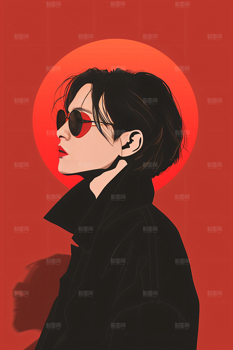 彩色潮流人物涂鸦鲜明插画