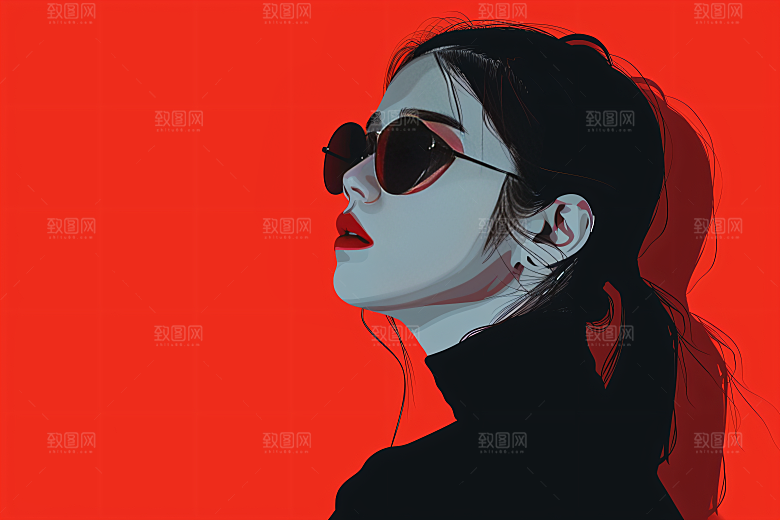 彩色潮流人物扁平风撞色插画
