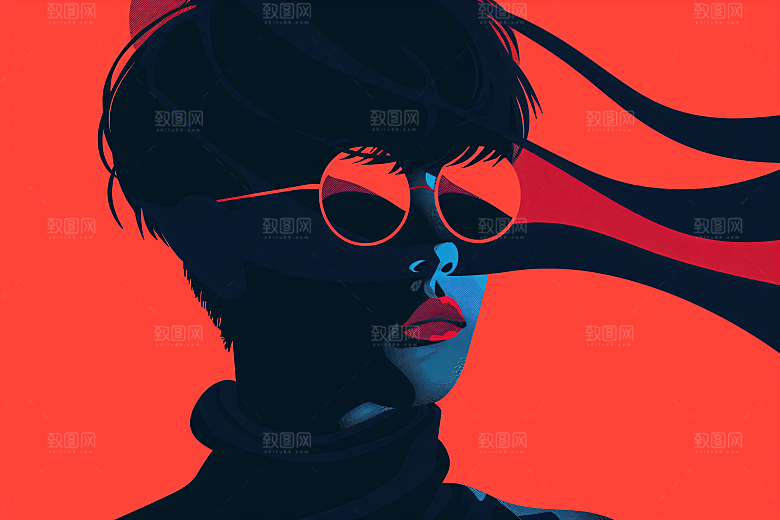 彩色潮流人物平面高清插画