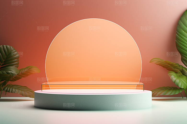 彩色简约产品展台质感电商背景