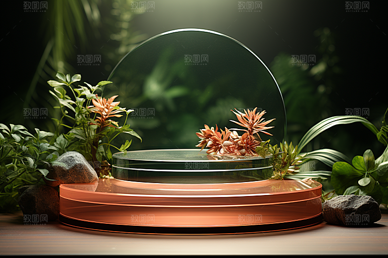 彩色简约精致产品展台电商背景