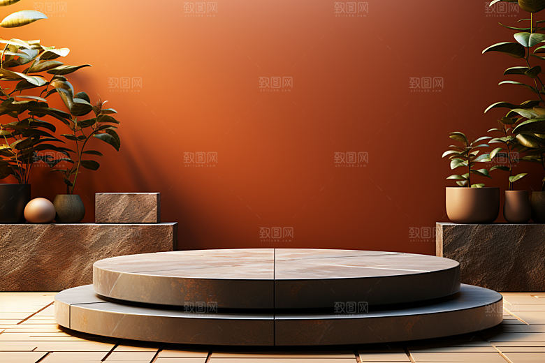 彩色简约精致产品展台电商背景