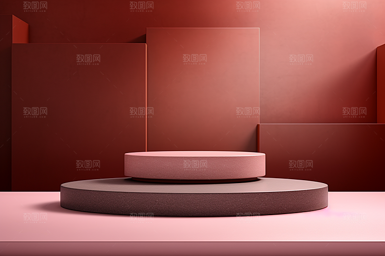 彩色简约几何产品展台电商背景