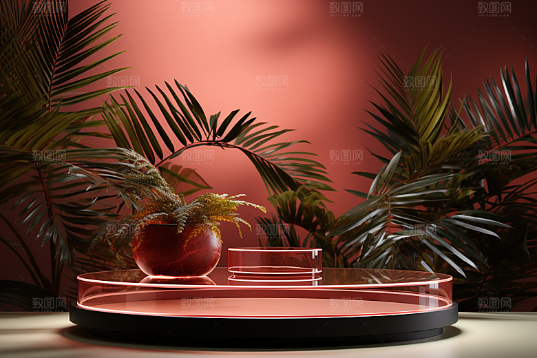 彩色简约质感产品展台电商背景