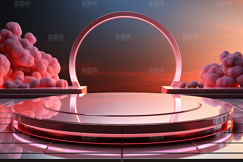 彩色简约质感产品展台电商背景