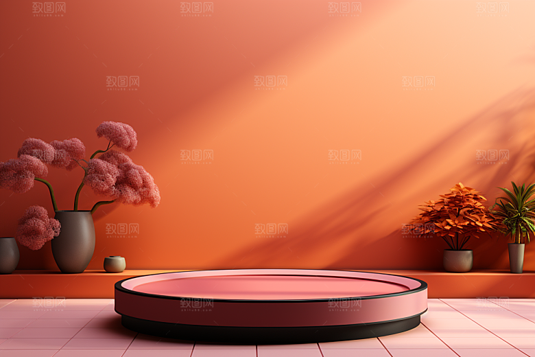 彩色简约产品展台自然电商背景