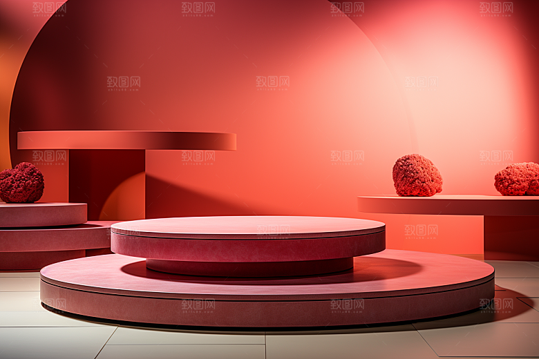 彩色简约精致产品展台电商背景