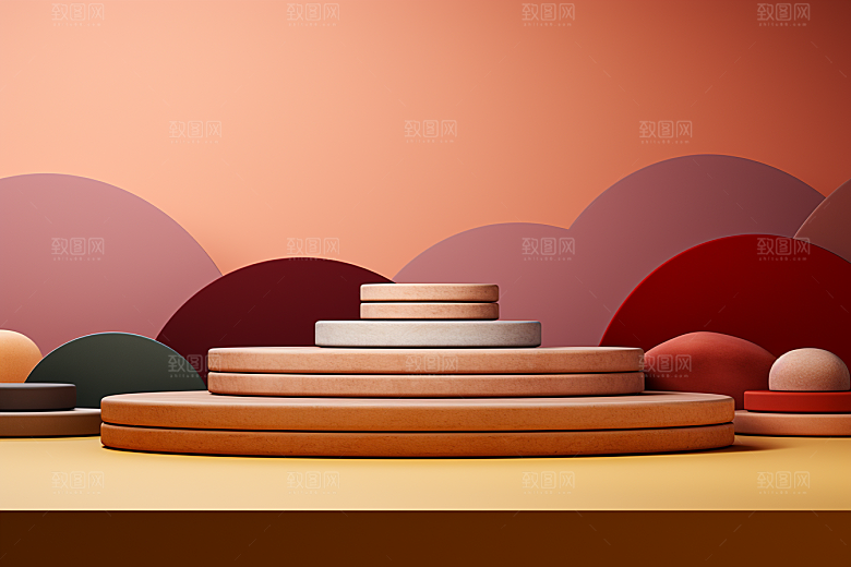 彩色简约产品展台精致电商背景