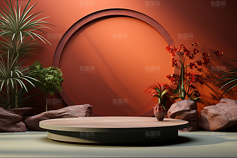 彩色简约产品展台时尚电商背景