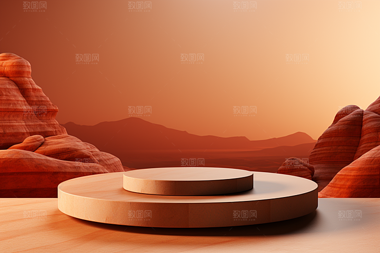 彩色简约时尚产品展台电商背景
