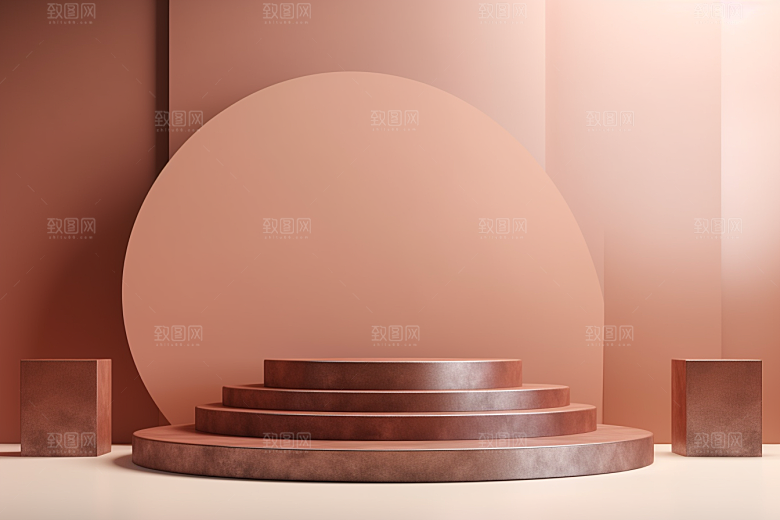 彩色简约几何产品展台电商背景