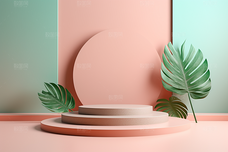 彩色简约精致质感电商背景