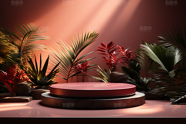 彩色简约产品展台购物电商背景