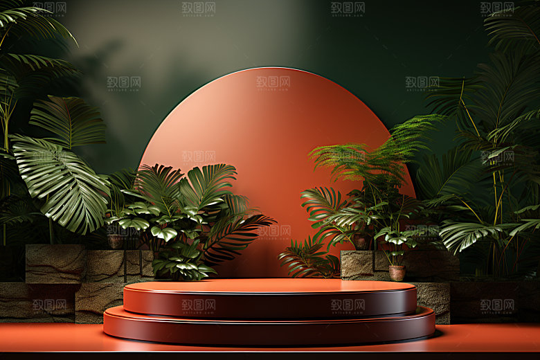 彩色简约时尚产品展台电商背景