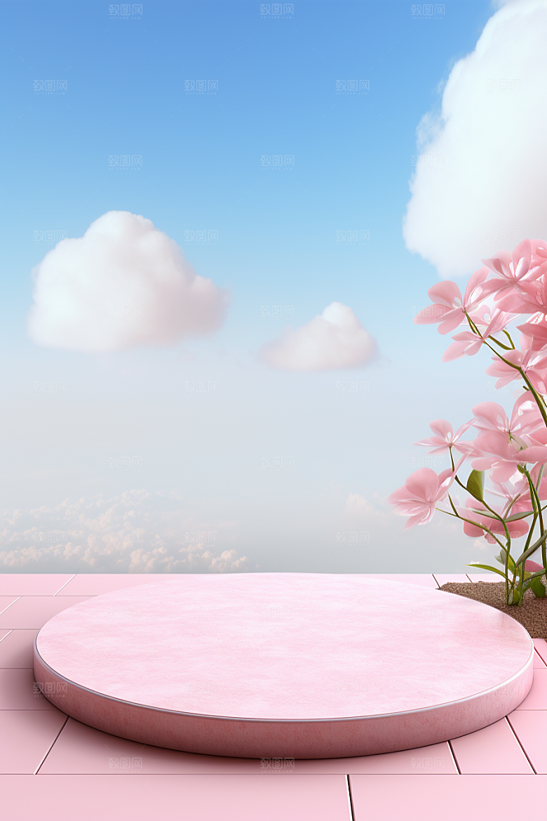 彩色简约自然高级感电商背景