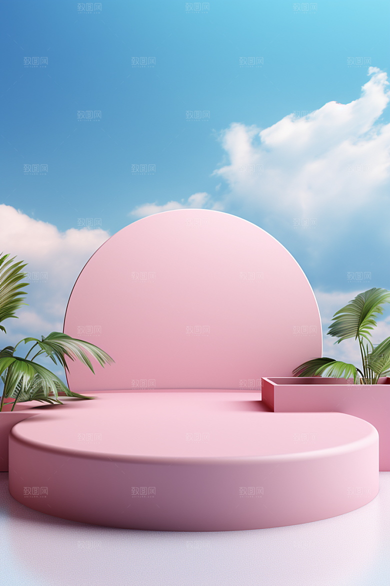 彩色简约产品展台质感电商背景