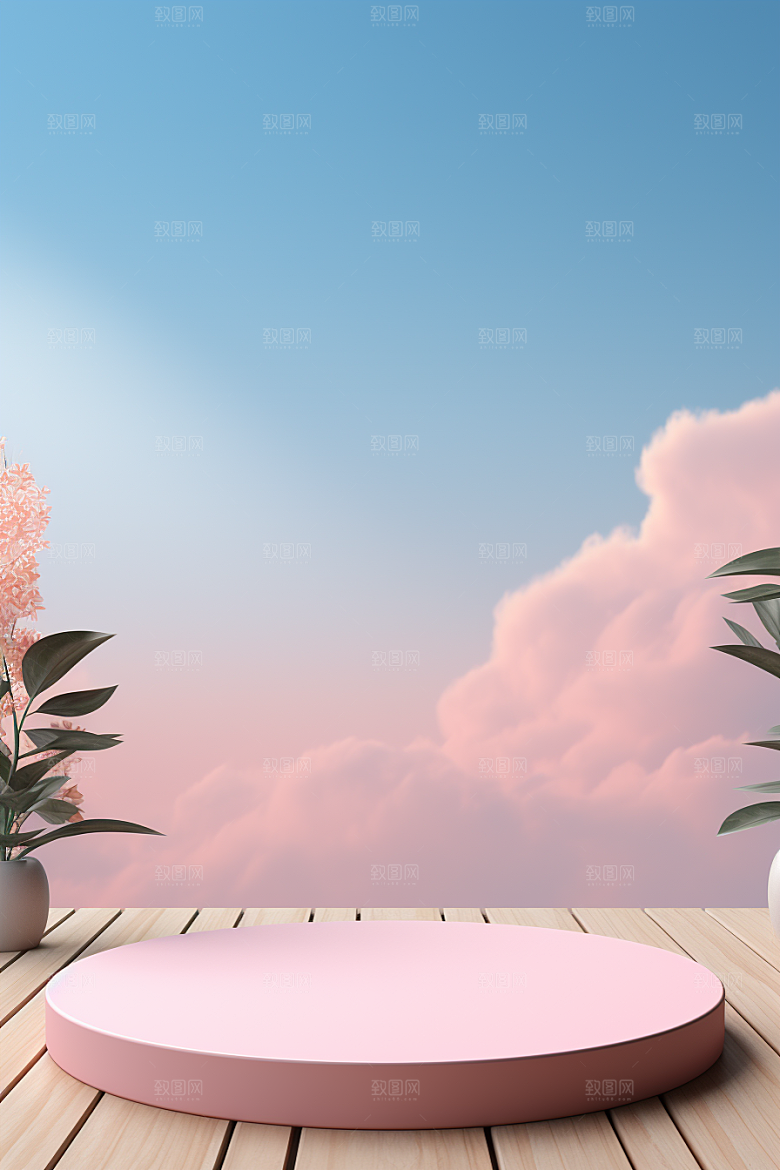 彩色简约自然高级感电商背景
