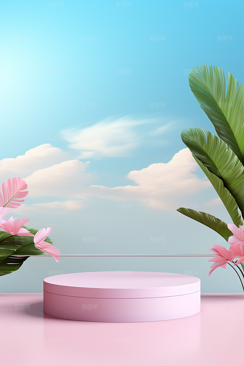 彩色简约INS风产品展台电商背景