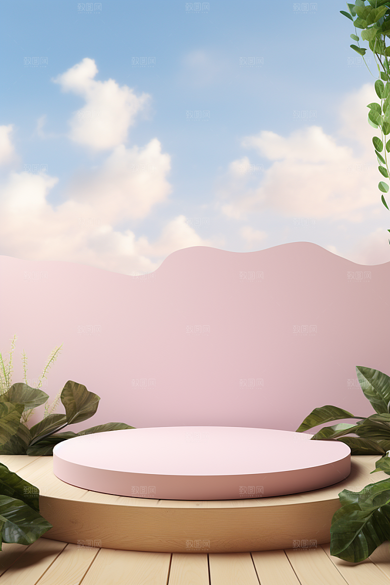 彩色简约促销产品展台电商背景