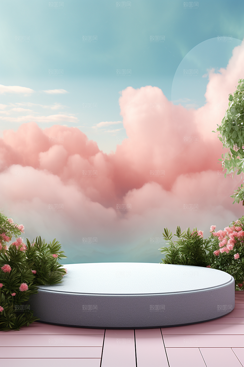 彩色简约精致产品展台电商背景