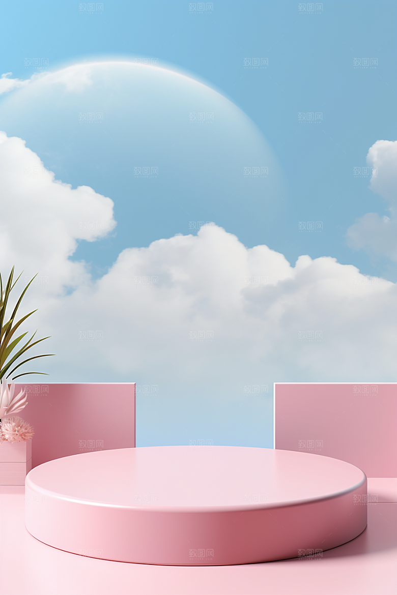 彩色简约产品展台高清电商背景