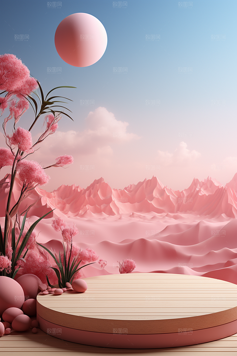 彩色简约高清产品展台电商背景