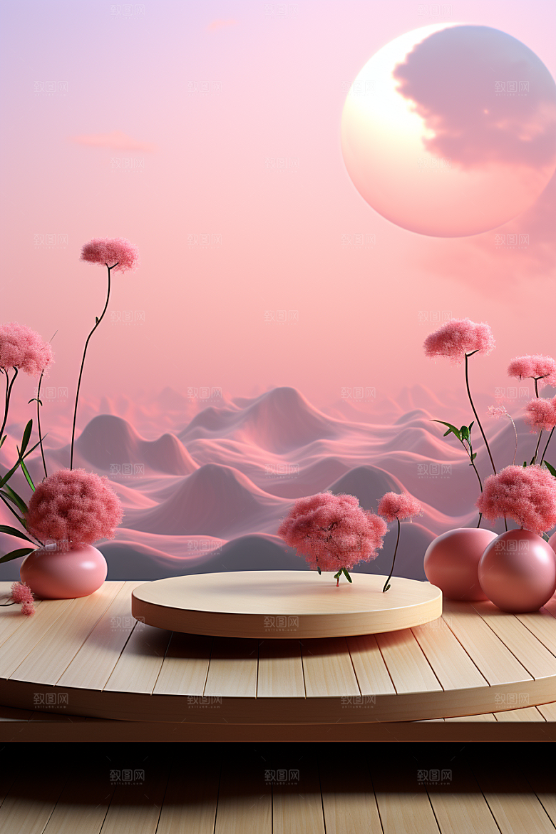 彩色简约高清产品展台电商背景