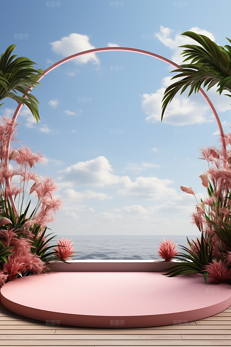 彩色简约自然高级感电商背景