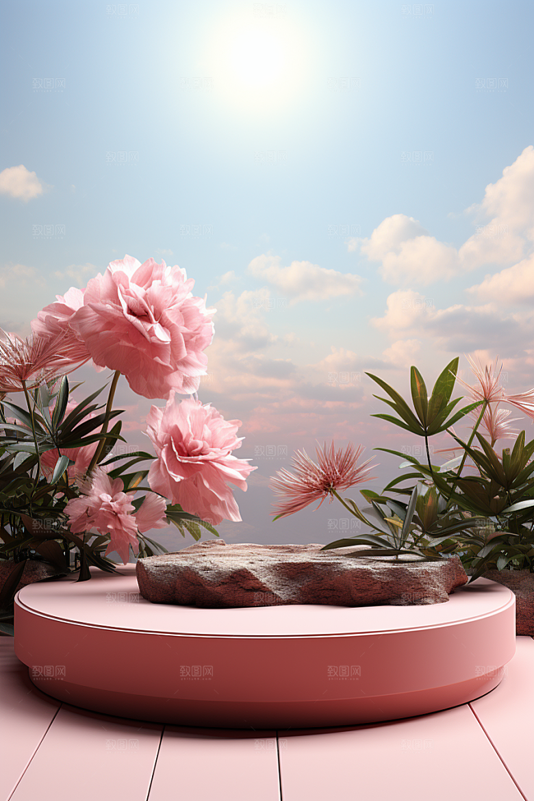 彩色简约产品展台高级感电商背景
