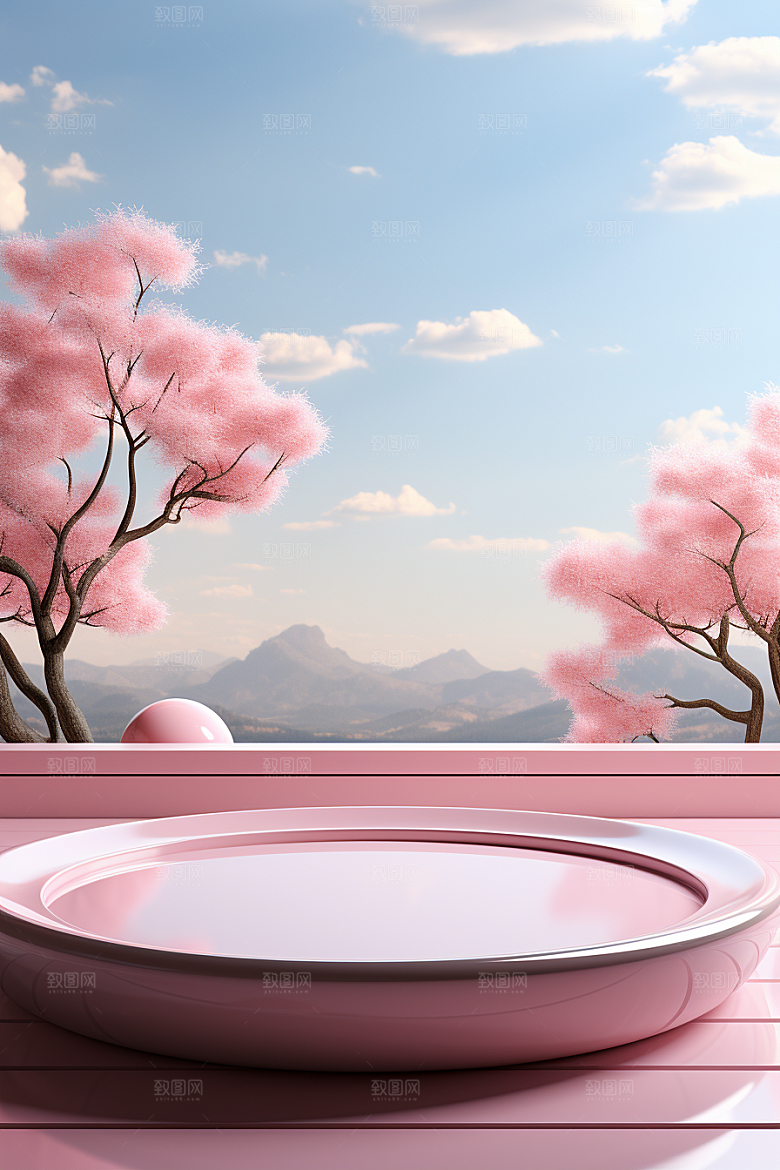 彩色简约自然精致电商背景