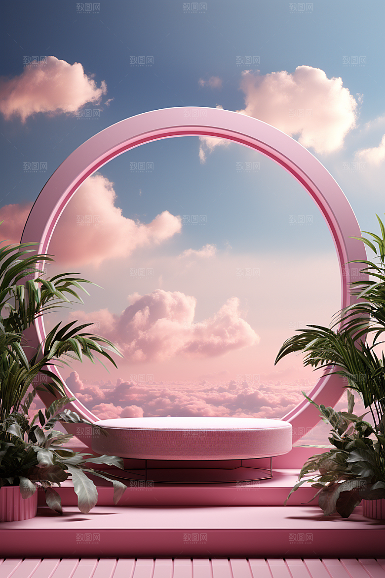 彩色简约质感产品展台电商背景
