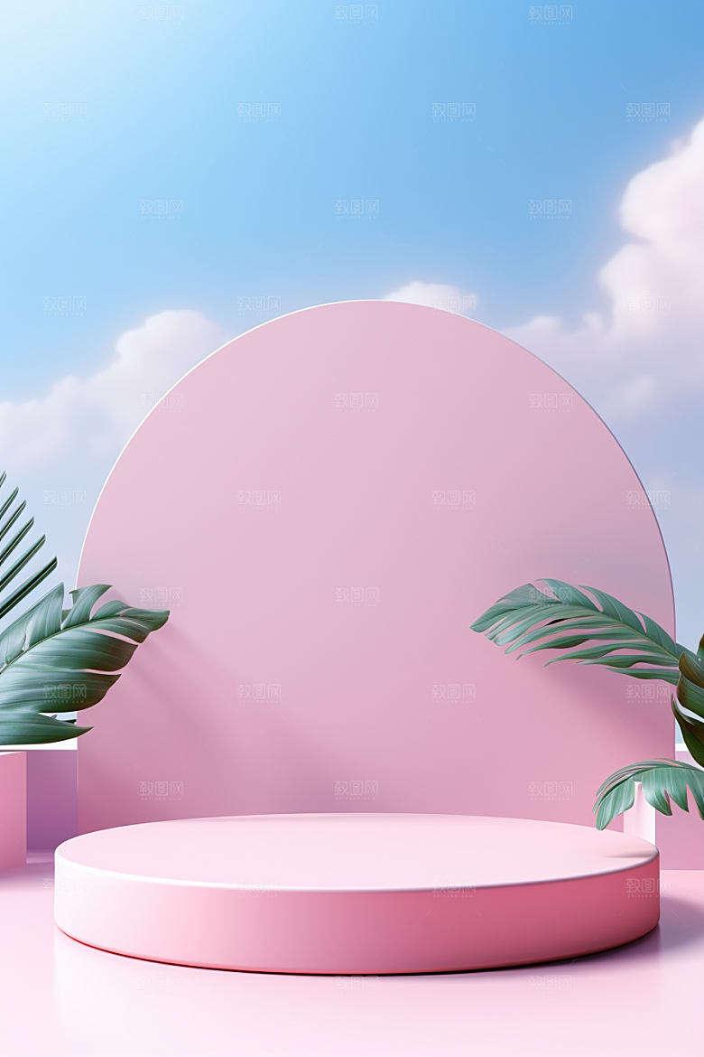 彩色简约产品展台质感电商背景