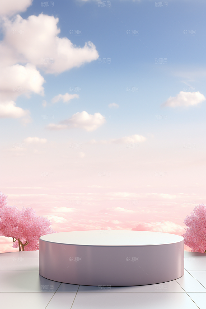 彩色简约时尚产品展台电商背景