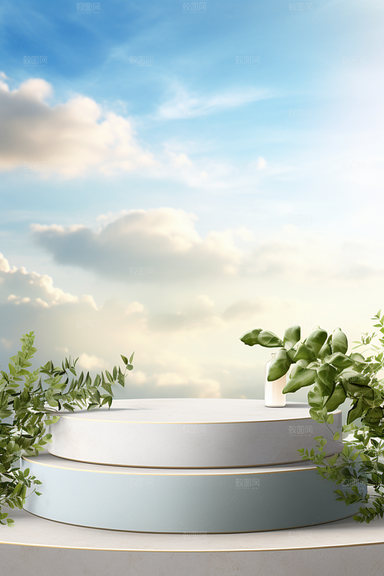 彩色简约购物产品展台电商背景